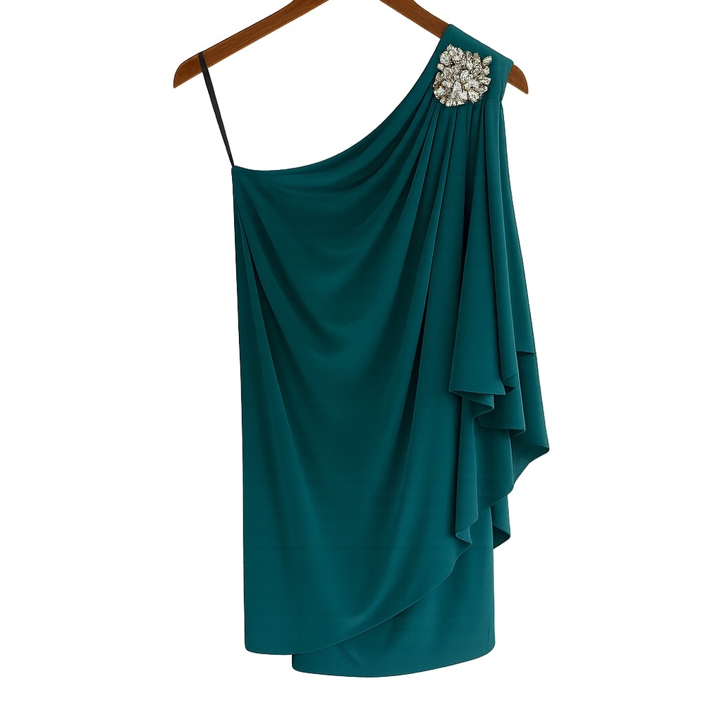 Elegant Teal One-Shoulder Dress